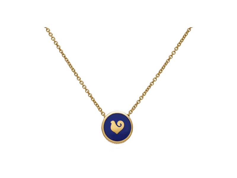 18 KT YELLOW GOLD NECKLACE WITH BLU SAPPHIRES PAVE' AND BLU ENAMEL PAILLETTES CHANTECLER 42315